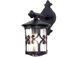 LED Außen Wandlaterne aus Alu im Landhausstil, Schwarz Höhe 31cm