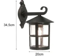 LED Außen Wandlaterne aus Alu im Landhausstil, Schwarz Höhe 34,5cm