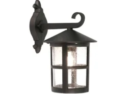 LED Außen Wandlaterne aus Alu im Landhausstil, Schwarz Höhe 34,5cm