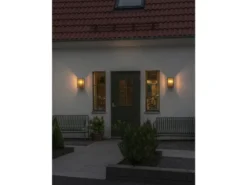LED Außenwandlaterne aus Messing mit Klarglas, Höhe 30cm