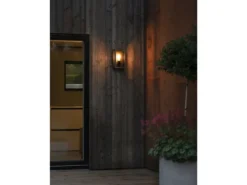 LED Außenwandlaterne aus Stahl Schwarz mit Klarglas, Höhe 30cm