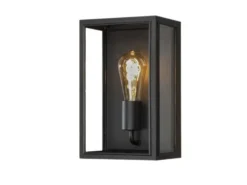 LED Außenwandlaterne aus Stahl Schwarz mit Klarglas, Höhe 30cm