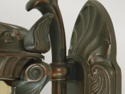 LED Außenwandlaterne im Jugendstil mit Amberglas, stehend Höhe 64cm