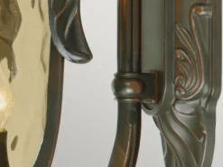 LED Außenwandlaterne im Jugendstil mit Amberglas, hängend Höhe 64cm