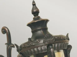 LED Außenwandlaterne im Jugendstil mit Amberglas, stehend Höhe 43cm