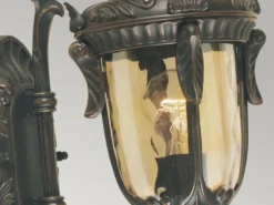 LED Außenwandlaterne im Jugendstil mit Amberglas, stehend Höhe 43cm