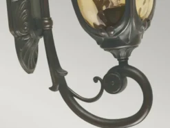 LED Außenwandlaterne im Jugendstil mit Amberglas, stehend Höhe 53cm