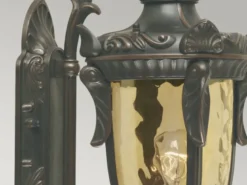 LED Außenwandlaterne im Jugendstil mit Amberglas, stehend Höhe 53cm