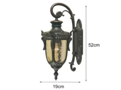 LED Außenwandlaterne im Jugendstil mit Amberglas, hängend Höhe 52cm