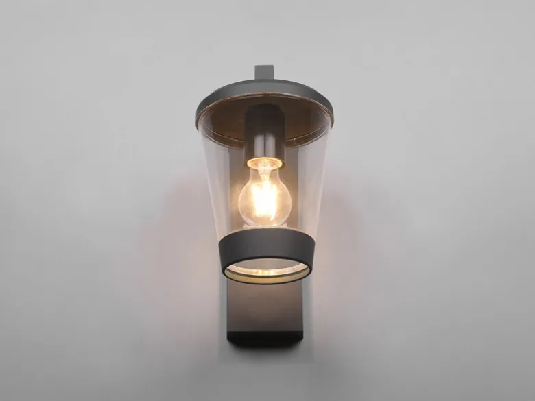 LED Außen Wandlaterne mit Acrylglas Lampenschirm Höhe 28cm, Anthrazit