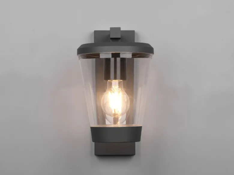 LED Außen Wandlaterne mit Acrylglas Lampenschirm Höhe 28cm, Anthrazit