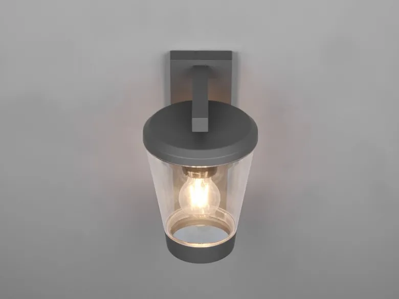 LED Außen Wandlaterne mit Acrylglas Lampenschirm Höhe 28cm, Anthrazit