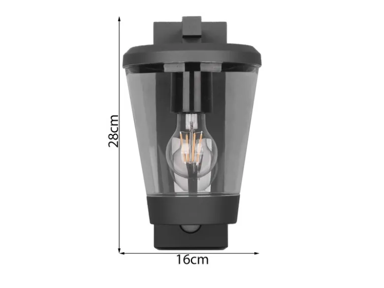 LED Außen Wandlaterne mit Bewegungsmelder Höhe 28cm, Anthrazit