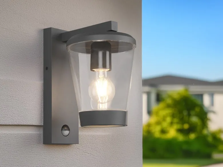 LED Außen Wandlaterne mit Bewegungsmelder Höhe 28cm, Anthrazit