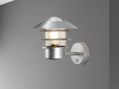 LED Außenwand Laterne mit Bewegungsmelder, Silber Höhe 24cm