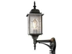 LED Außen Wandlaterne stehend im Landhausstil, mit Bewegungsmelder, schwarz