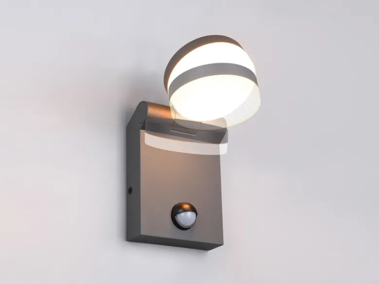 LED Außenwandleuchte ADOUR Höhe 19cm, Schwarz mit Bewegungsmelder