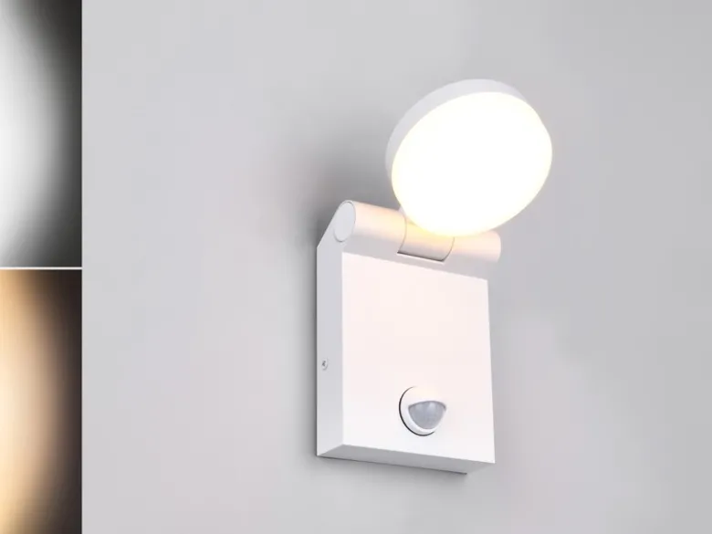 LED Außenwandleuchte ADOUR Höhe 19cm, Weiß mit Bewegungsmelder
