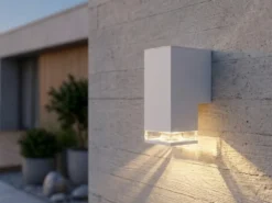 LED Außenwandleuchte ALU Down Light Weiß Effektstreifen IP44, Höhe 16,5cm