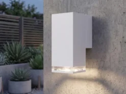 LED Außenwandleuchte ALU Down Light Weiß Effektstreifen IP44, Höhe 16,5cm