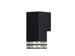 LED Außenwandleuchte ALU Down Light Schwarz Effektstreifen IP44, Höhe 19cm