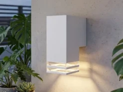 LED Außenwandleuchte ALU Down Light Weiß Effektstreifen IP44, Höhe 19cm