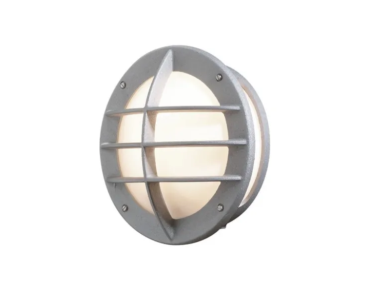 LED Außenwandleuchte Aluminium Silbergrau & Acrylglas Weiß, Ø 31cm