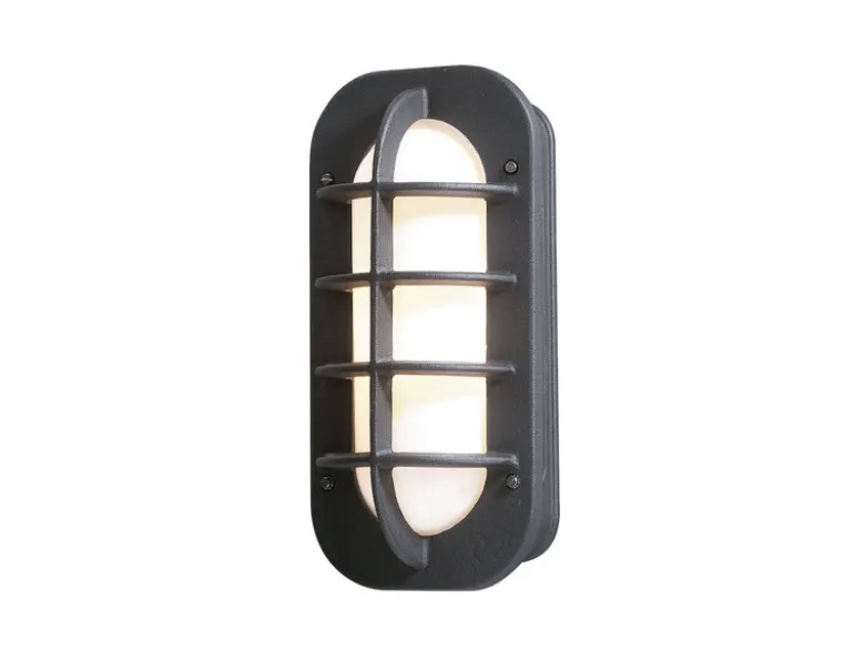 LED Außenwandleuchte, Aluminium Schwarz & Opalglas, Höhe 36cm