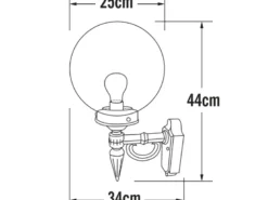 LED Außenwandleuchte Aluminium Weiß mit Glaskugel, Höhe 44cm