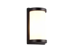 LED Außenwandleuchte Aluminium Schwarz & Acrylglas Weiß, Höhe 27cm