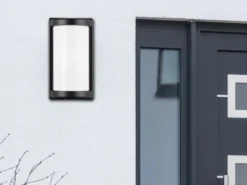 LED Außenwandleuchte Aluminium Schwarz & Acrylglas Weiß, Höhe 27cm