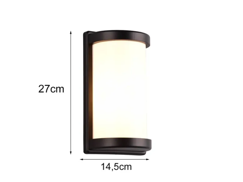 LED Außenwandleuchte Aluminium Schwarz & Acrylglas Weiß, Höhe 27cm