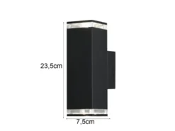 LED Außenwandleuchte ALU Up and Down Schwarz Effektstreifen IP44, Höhe 23,5cm
