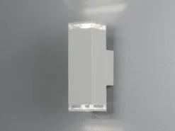 LED Außenwandleuchte ALU Up and Down Weiß Effektstreifen IP44, Höhe 23,5cm