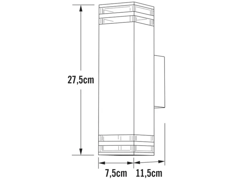 LED Außenwandleuchte ALU Up and Down Weiß Effektstreifen IP44, Höhe 27,5cm