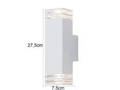LED Außenwandleuchte ALU Up and Down Weiß Effektstreifen IP44, Höhe 27,5cm