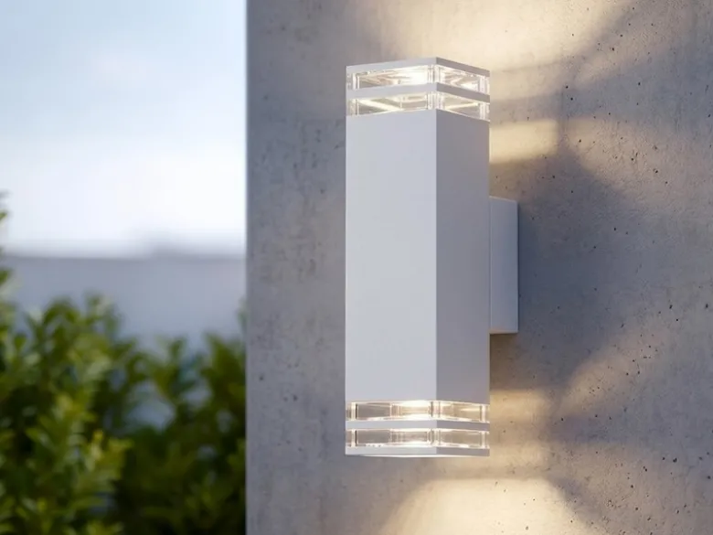 LED Außenwandleuchte ALU Up and Down Weiß Effektstreifen IP44, Höhe 27,5cm