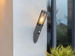LED Außenwandleuchte Anthrazit & Rauchfarben mit Bewegungsmelder, Höhe 41cm