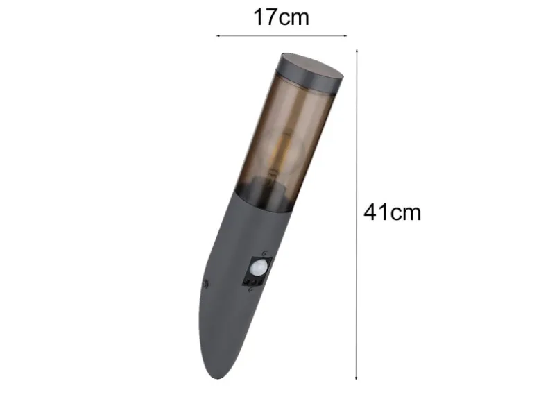 LED Außenwandleuchte Anthrazit & Rauchfarben mit Bewegungsmelder, Höhe 41cm