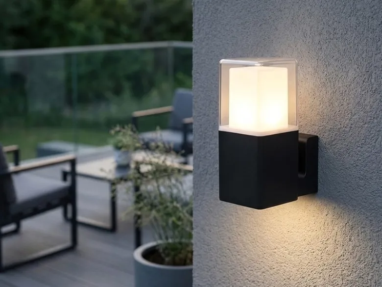 LED Außenwandleuchte aus Aluminium in Schwarz Up Light, Höhe 20cm
