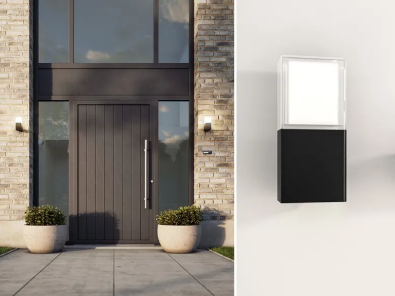 LED Außenwandleuchte aus Aluminium in Schwarz Up Light, Höhe 20cm