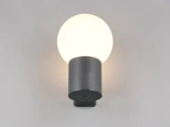 LED Außenwandleuchte aus Aluminium in Anthrazit mit Glaskugel, Höhe 28cm