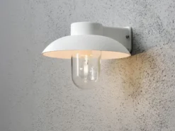 LED Außenwandleuchte aus Aluminium Weiß & Klarglas, Höhe 21cm