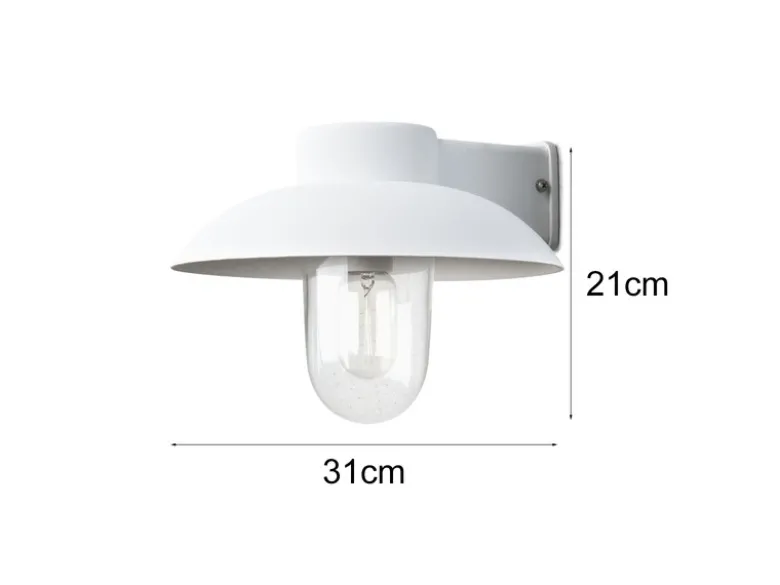 LED Außenwandleuchte aus Aluminium Weiß & Klarglas, Höhe 21cm