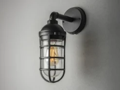 LED Außenwandleuchte aus Aluminium Schwarz & Klarglas, Höhe 33cm