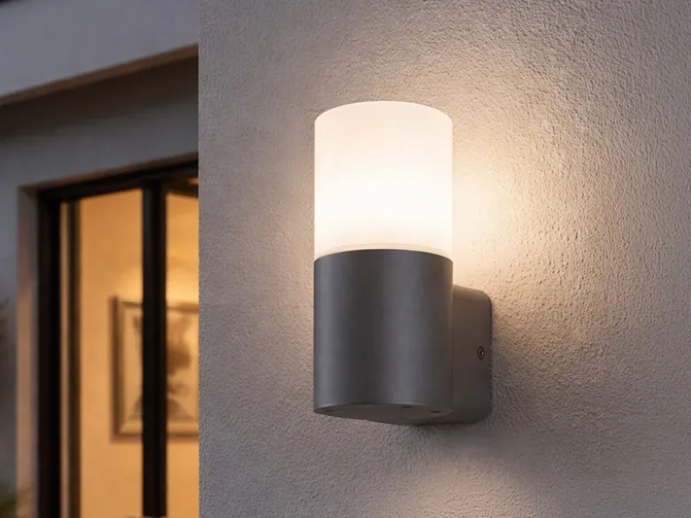 LED Außenwandleuchte aus Aluminium in Anthrazit E27, Höhe 17,5cm