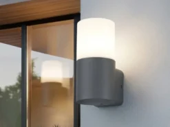 LED Außenwandleuchte aus Aluminium in Anthrazit E27, Höhe 17,5cm