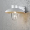 LED Außenwandleuchte aus Aluminium Silbergrau & Klarglas, Höhe 21cm