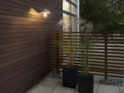 LED Außenwandleuchte aus Aluminium Silbergrau & Klarglas, Höhe 21cm