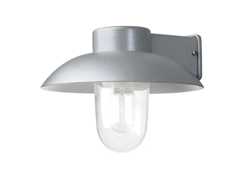 LED Außenwandleuchte aus Aluminium Silbergrau & Klarglas, Höhe 21cm